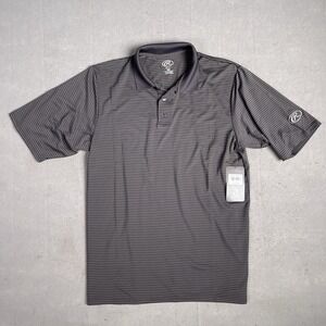 NWT Mens Rawlings Polo Short Sleeve Shirt Gold Glove Size MEDIUM Stripes Sports